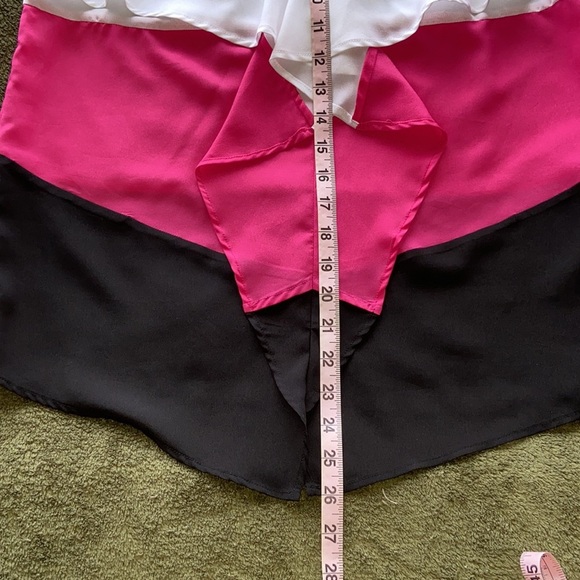 Rafaella Sleeveless Tank Tiered Ruffle Colorblock Black White Pink Fuchsia M - Picture 7 of 11